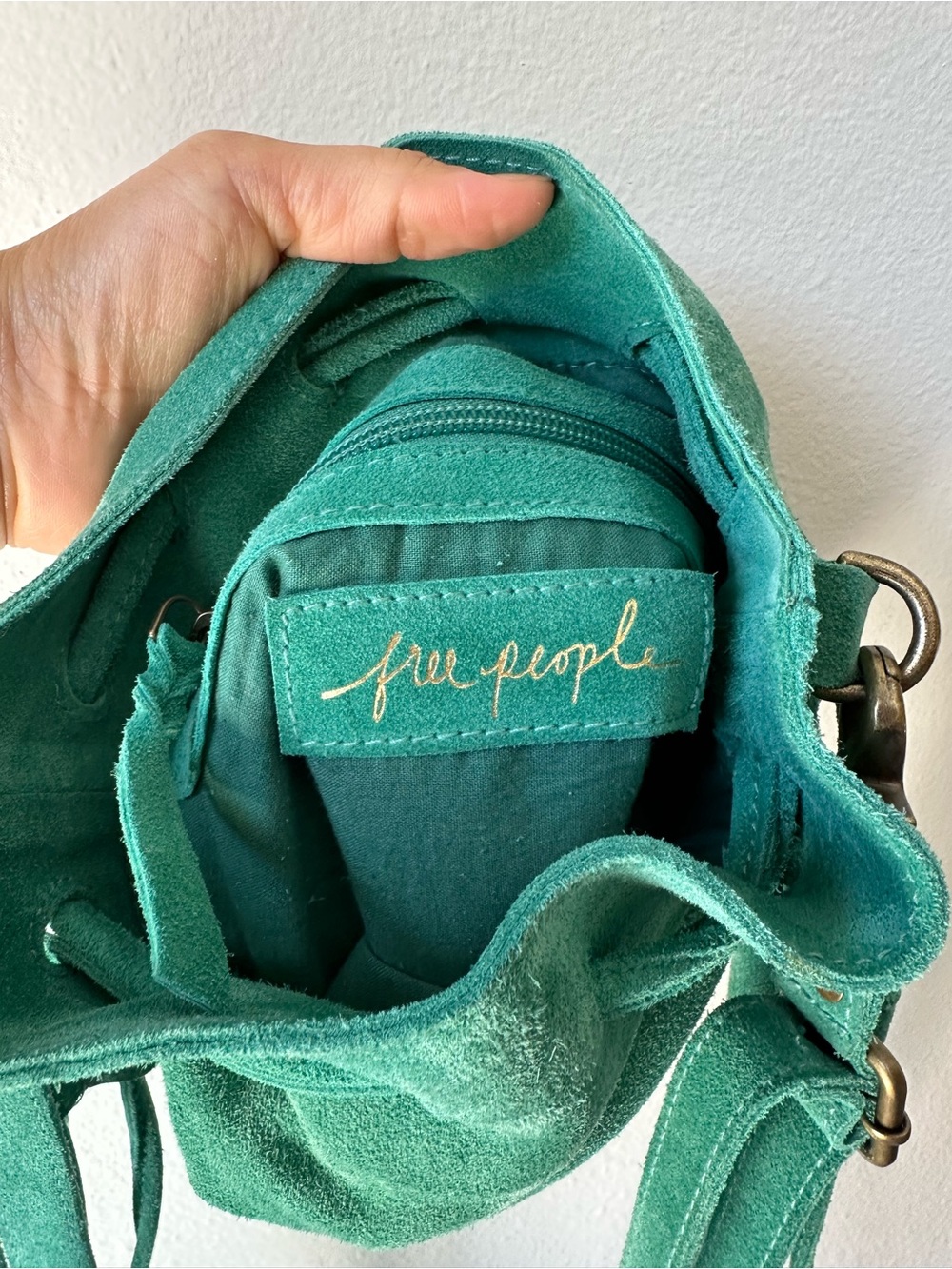 Free People // Billie Suede Crossbody Bag - Kelly Green - Picture 6 of 9